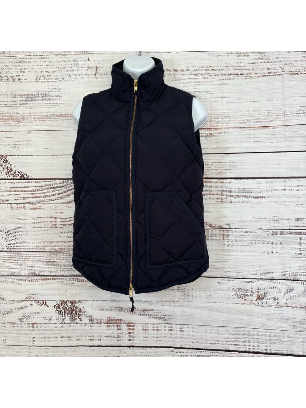 J.Crew Navy Quilted Puffer Zipper Feather Down Vest